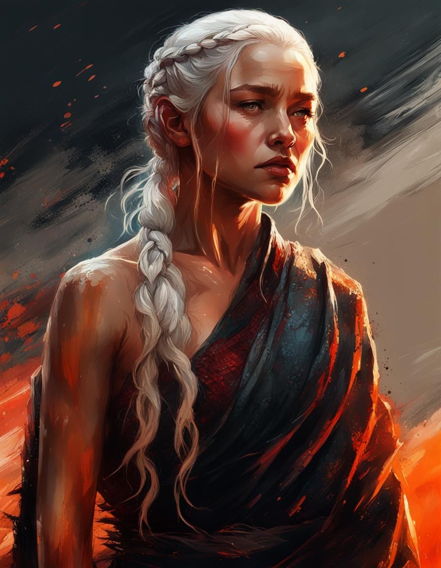 Elegant Daenerys Digital Painting in Moonlight