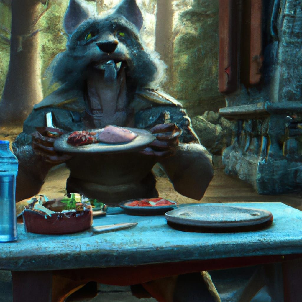 Hungry Food Vampire Werewolf in Detailed Matte Painting