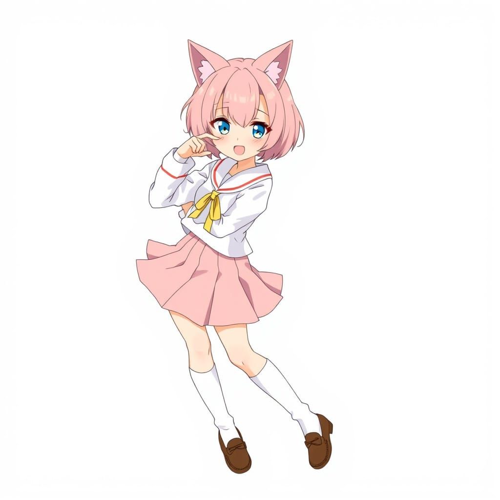 Whimsical Anime Girl in Pastel Hues