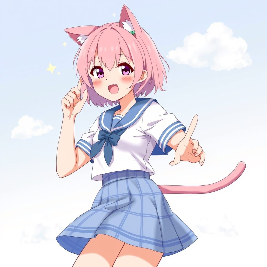 Kawaii Anime Girl with Pastel Pink Hair