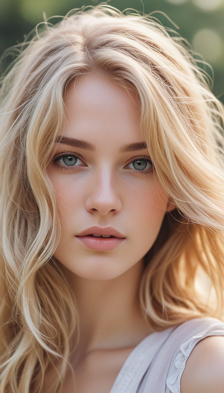 Whimsical Watercolor Portrait of a Blonde Woman