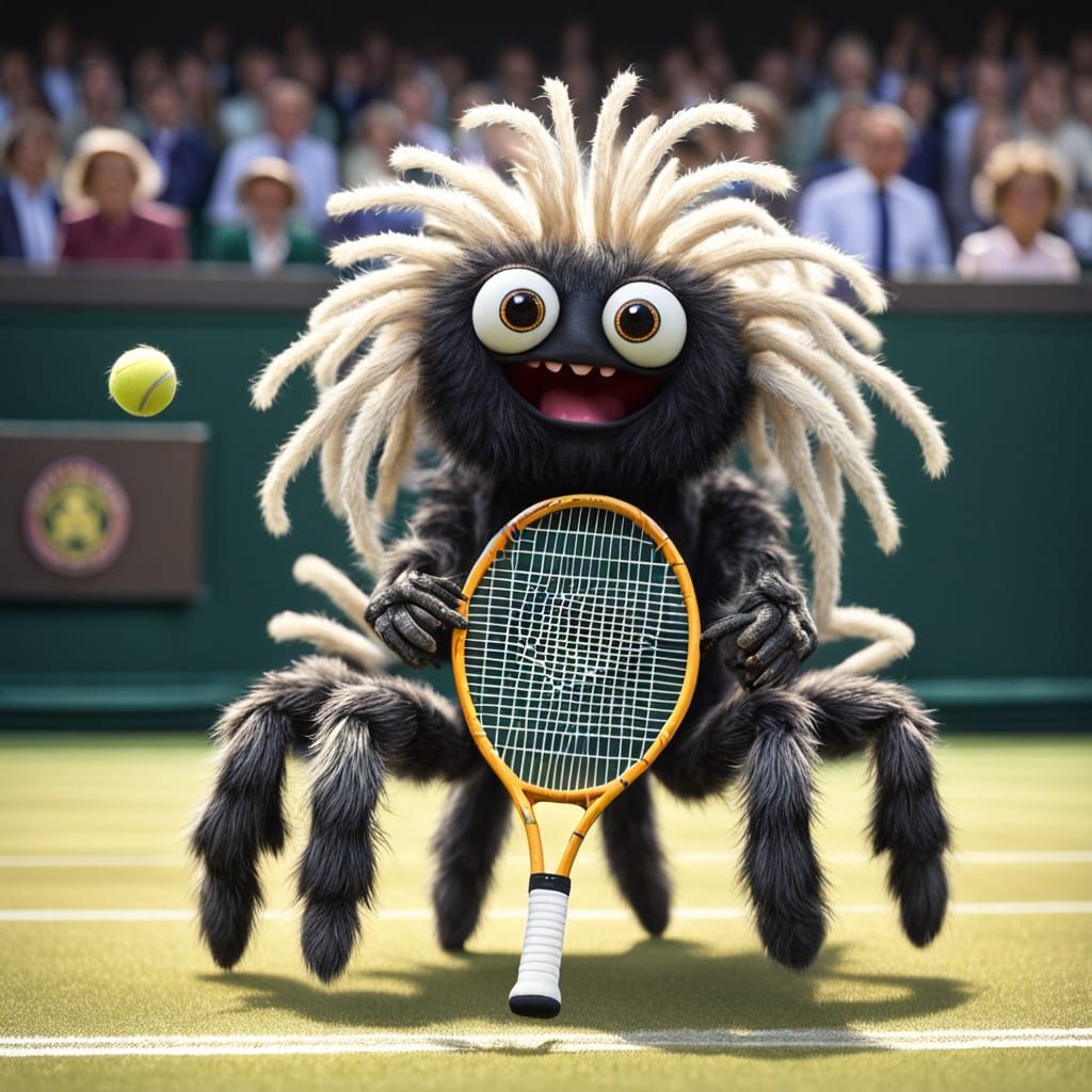 Cute Anthropomorphic Tarantula Plays Tennis at Wimbledon