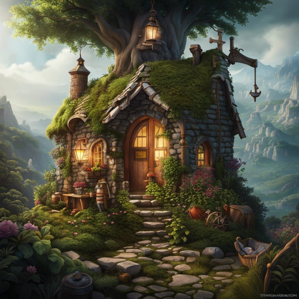 Enchanted Treehouse in Alexander Jansson Style