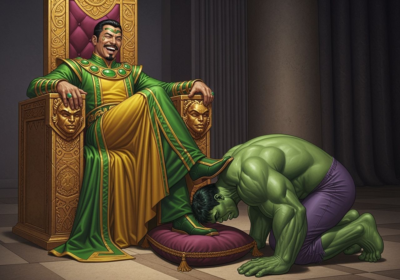 Mandarin's Triumph: Hulk Kneels Before His Throne