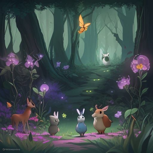 Whimsical Friends Unite in a Magical Forest with Unique Supe...