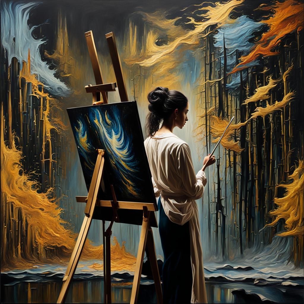 Surrealist Canvas Dreamscape: A Dark Fantasy Painting