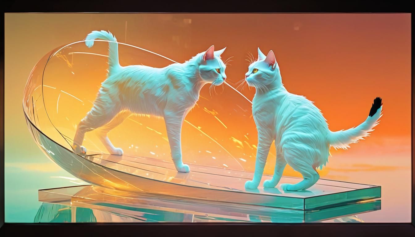 Futuristic Minimalist Cats Engage in Futuristic Combat Insid...