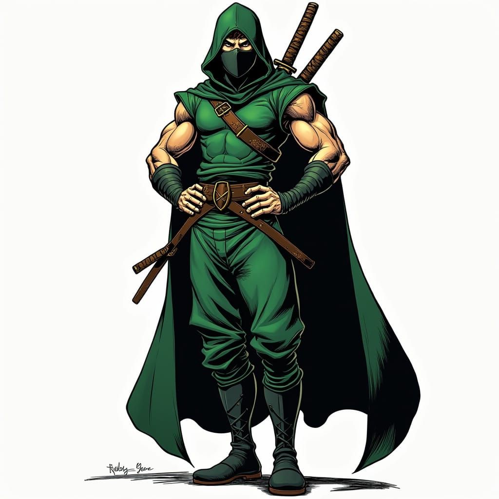 Confident Ninja Warrior in Comic Book Style