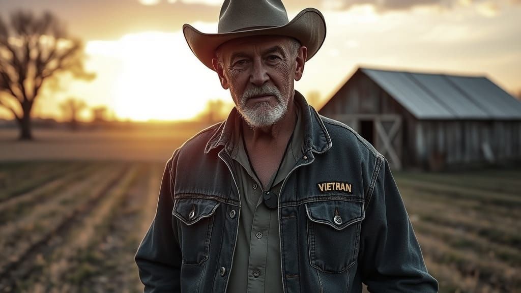 Rugged Country Hero in Sunset Glow