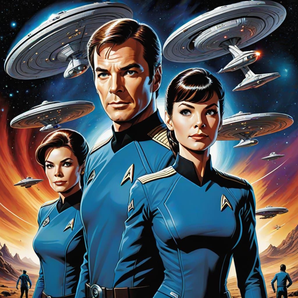 Star Trek Enterprise in Comic Book Art Style