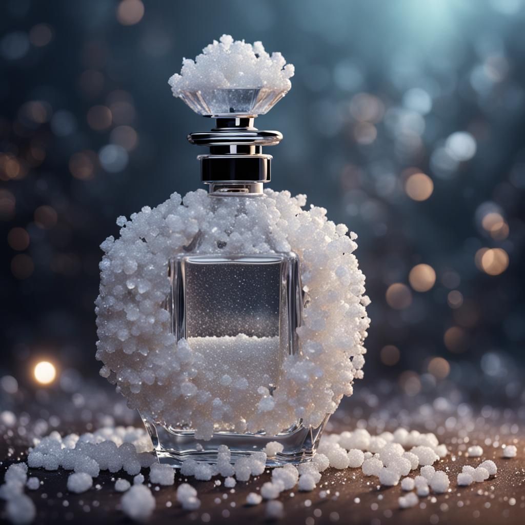 Sugar-Coated Perfume Bottle in Photorealistic Fantasy Art