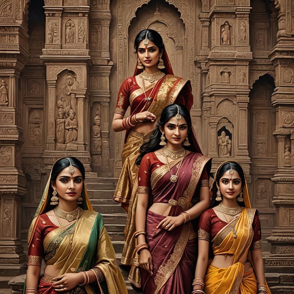 Stunning Indian Women in Traditional Attire: Hyperrealistic