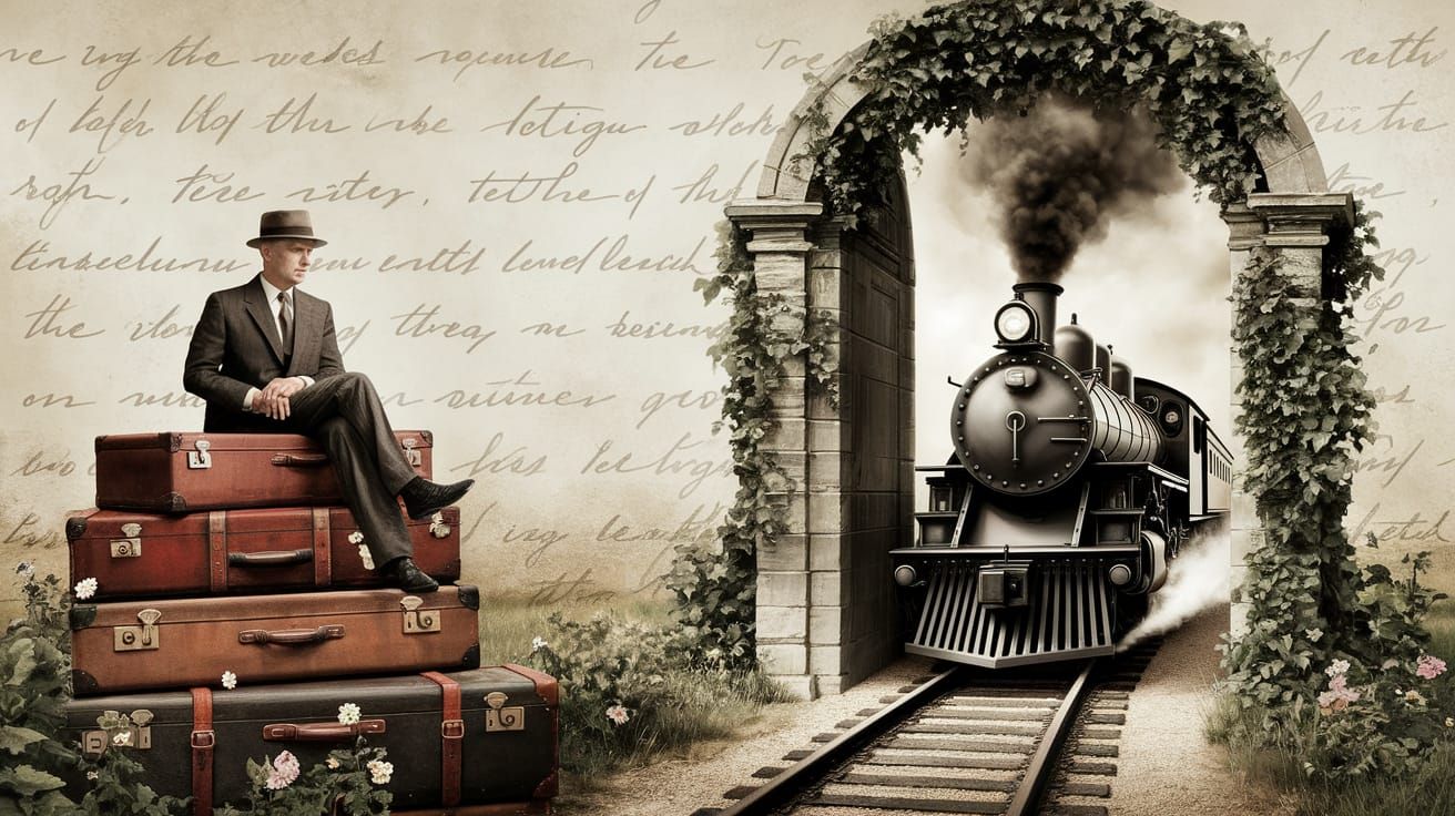 Vintage Traveler's Whimsical Arrival