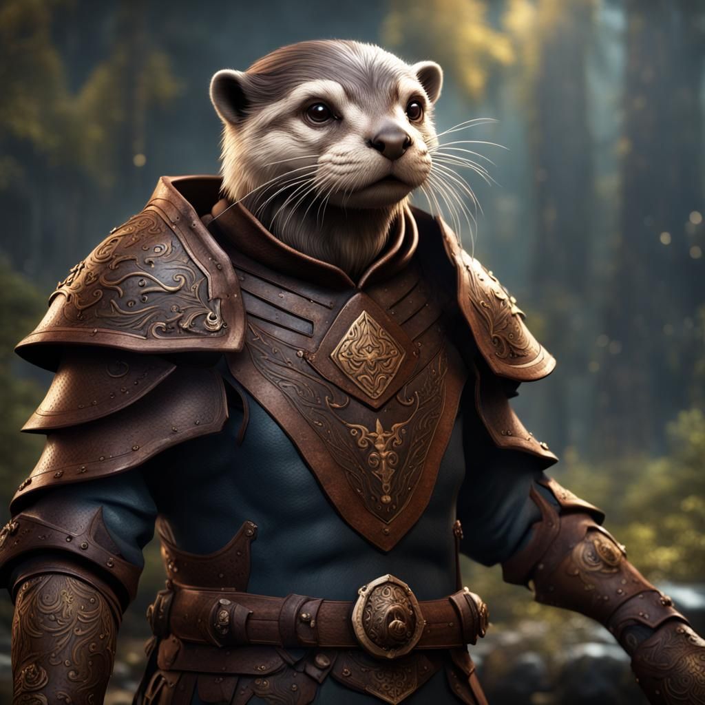 Young Wizard with Otter Familiar in Detailed Matte Painting