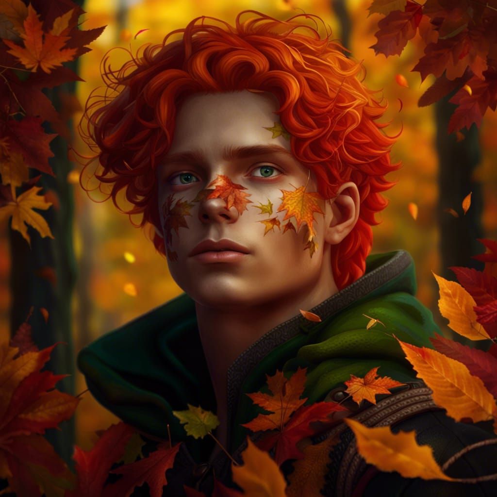 Autumn Prince in Fantasy Forest, Detailed Concept Art