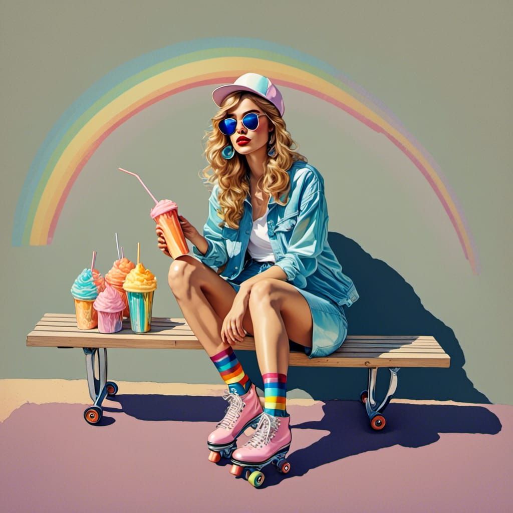 Bondi Beach Skater Girl with Popsicle