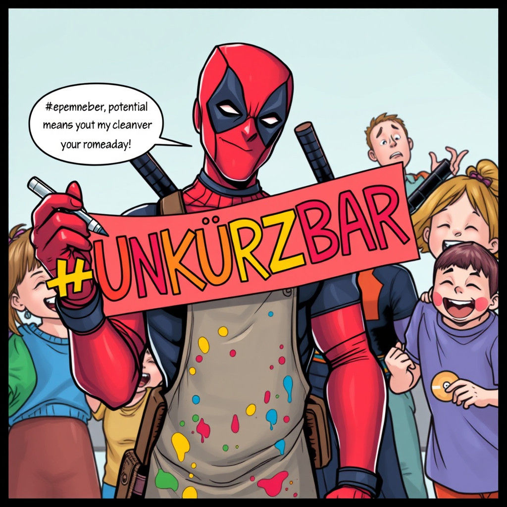 Deadpool and Sidekick Promote #UNKÜRZBAR in Comic Style