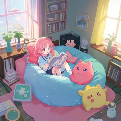 A Young Anime Enthusiast Surrounded by Vibrant Figurine Shel...