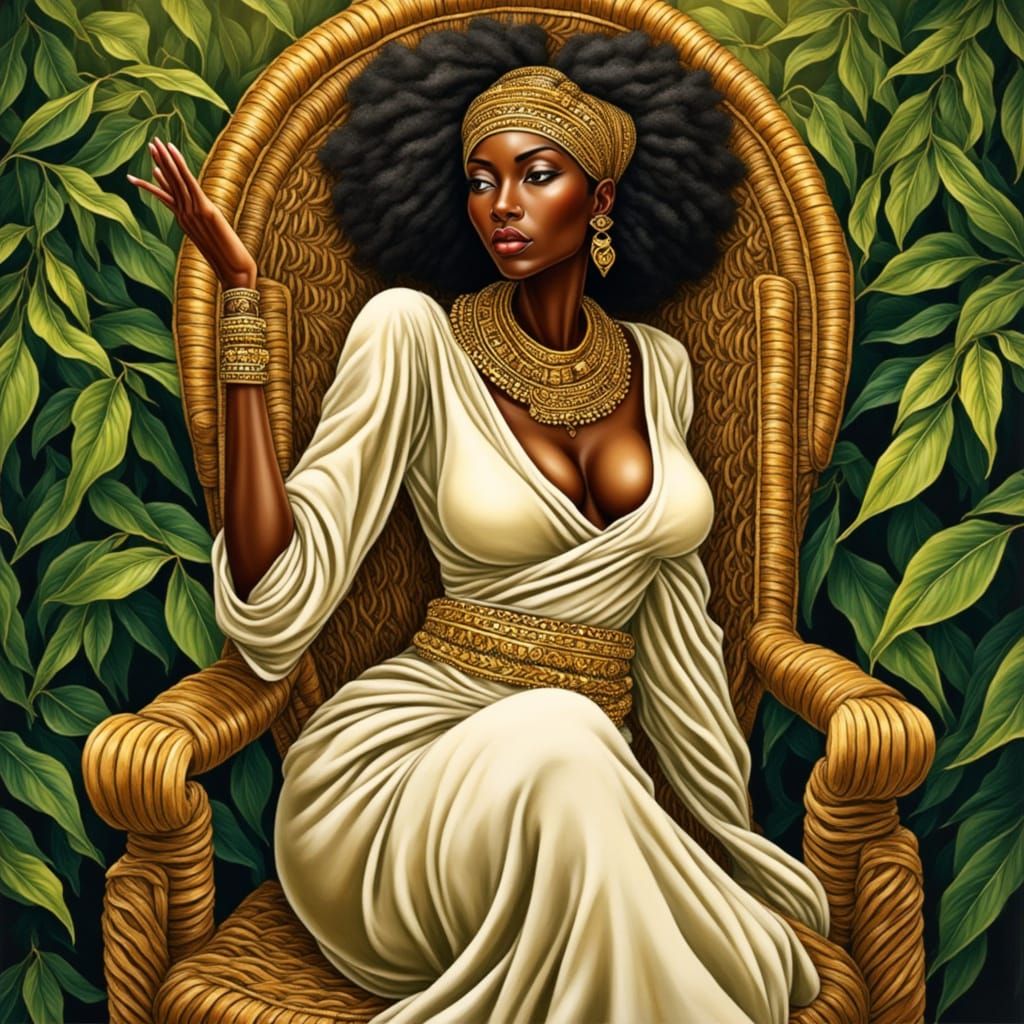 African American Goddess in Art Nouveau Style