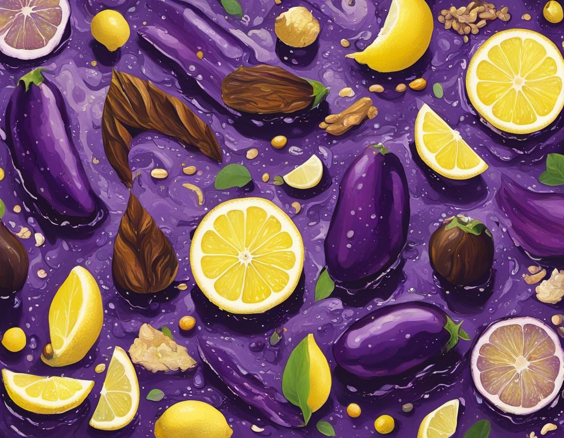 Violet Eggplant Reef Abstract Surrealism Painting