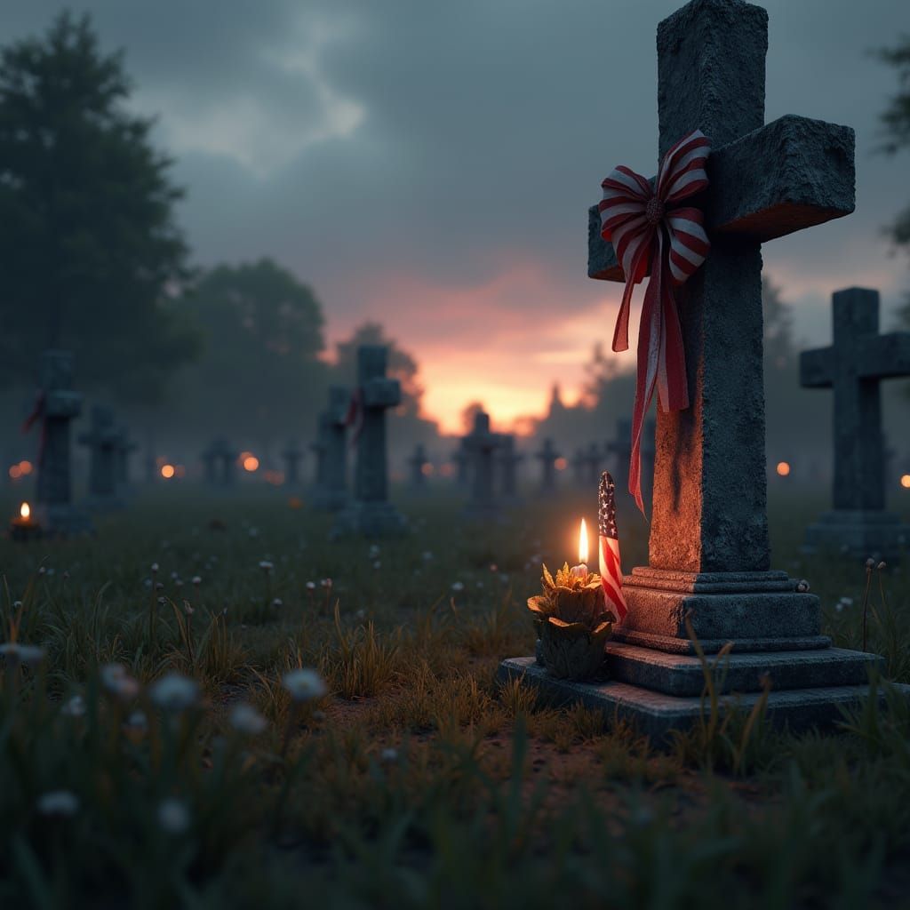 Memorial Day Cemetery Scene in Cinematic 3D