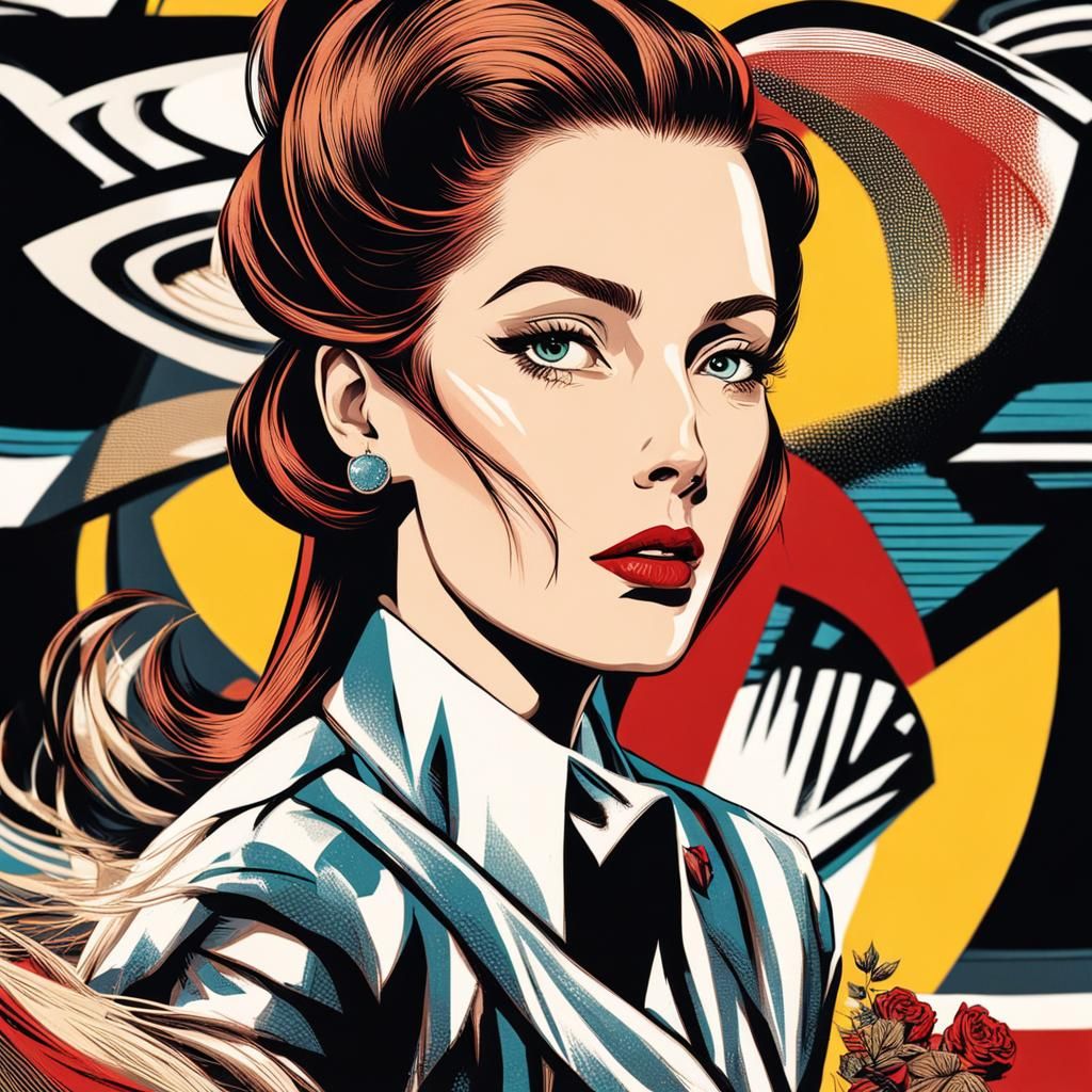 Vintage Red Hair Woman in Suit