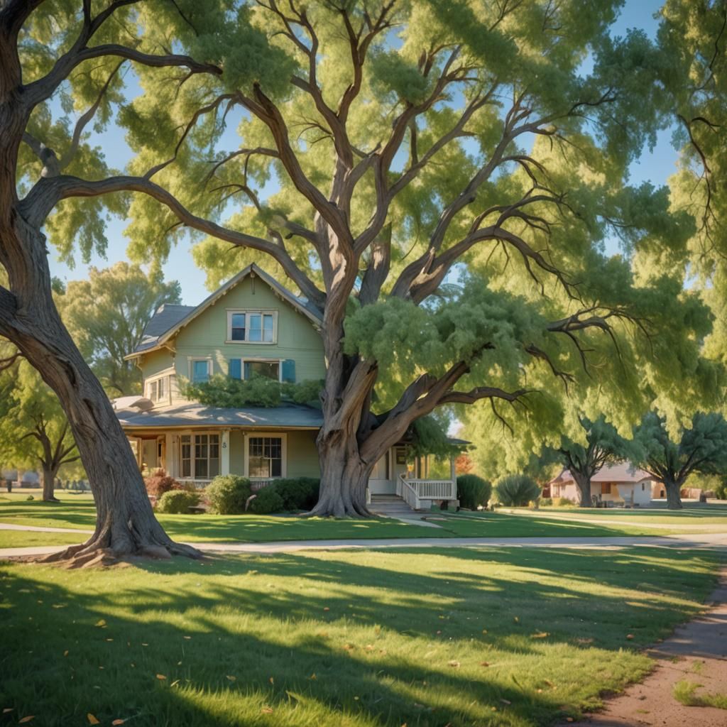 Cottonwood Tree Serenity: Warm-Toned Landscape Photography