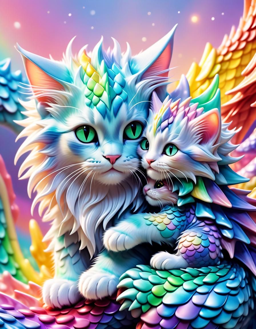 Magical Cat and Baby Cat/Dragons