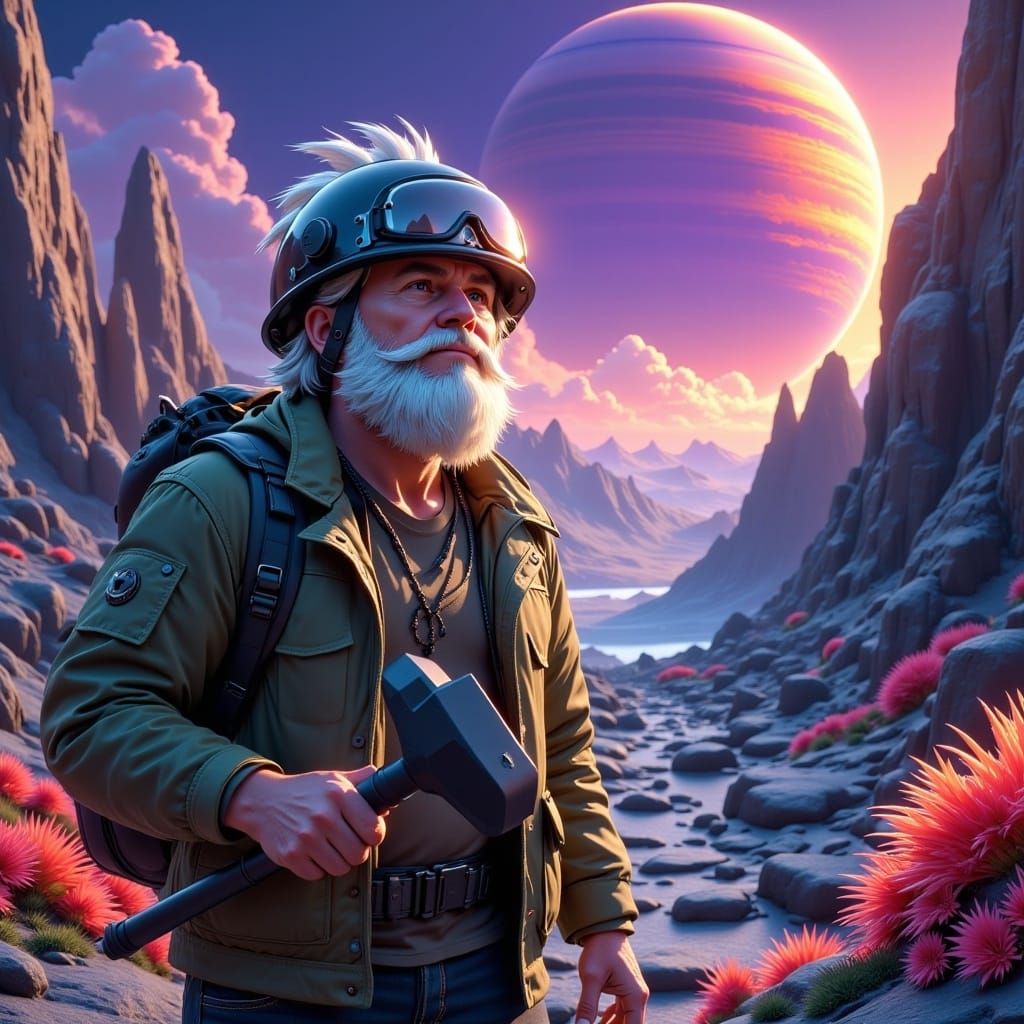 Geologist on Alien Planet: 3D Anime Art