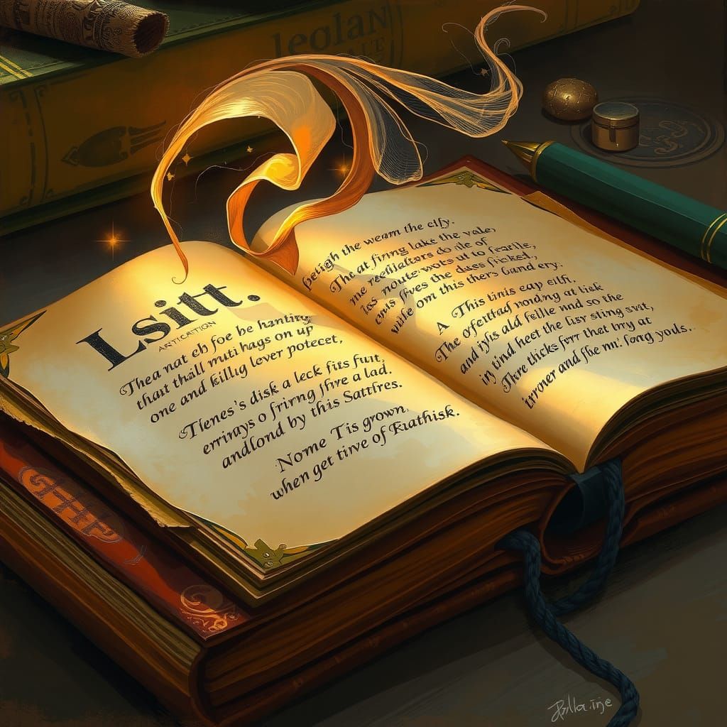 Ethereal Calligraphy on an Illuminated Manuscript