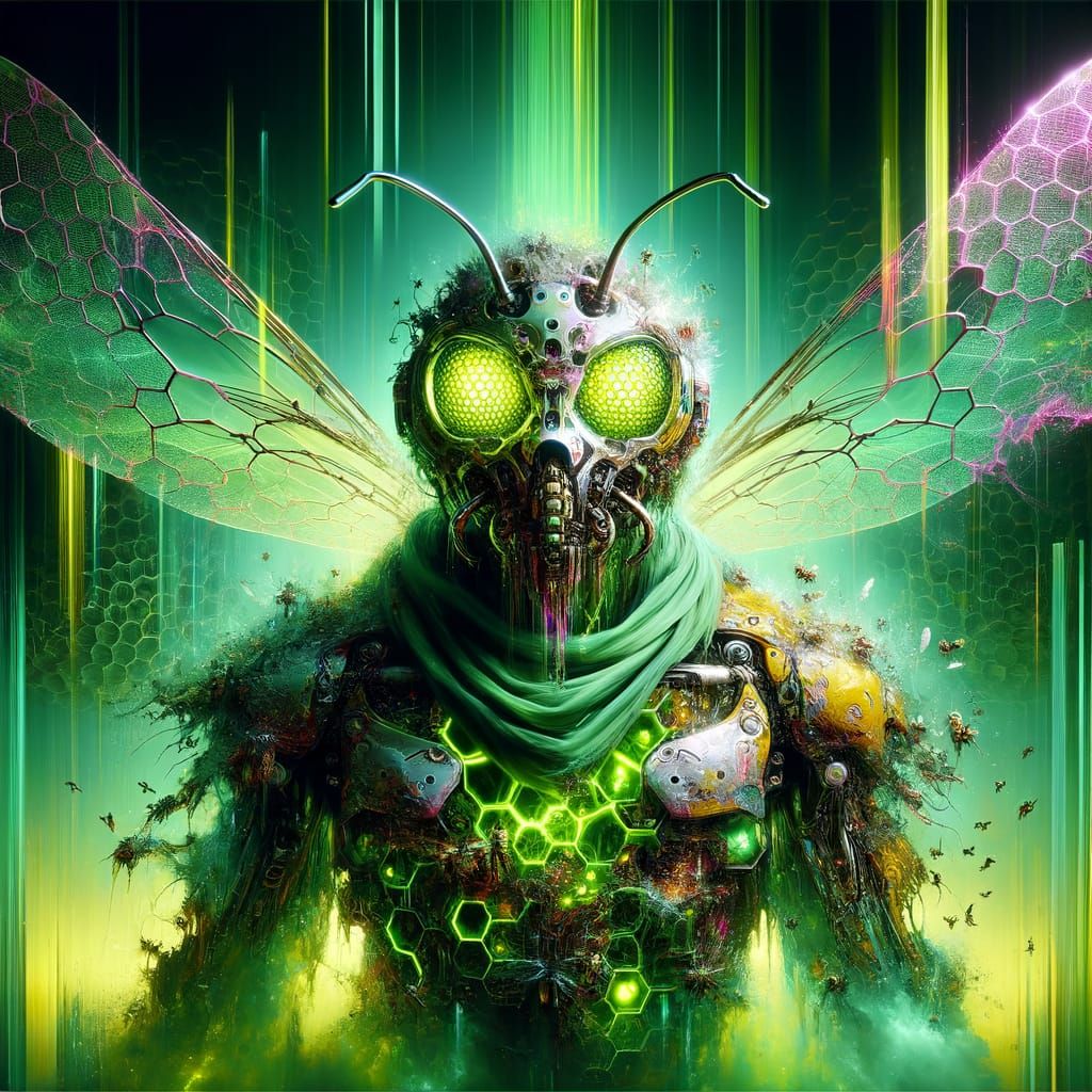 Cybernetic Shinobi Warrior in Radiant Green Toxic Aura