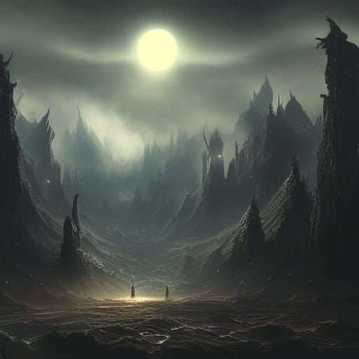 Dark Night Sky with Black Lights: Digital Painting