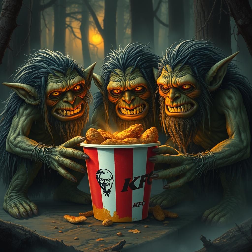 KFC bargain bucket, perfect for 3 hungry trolls