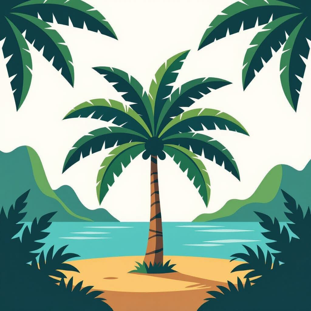 Minimal Borassus Tree Vector Icon