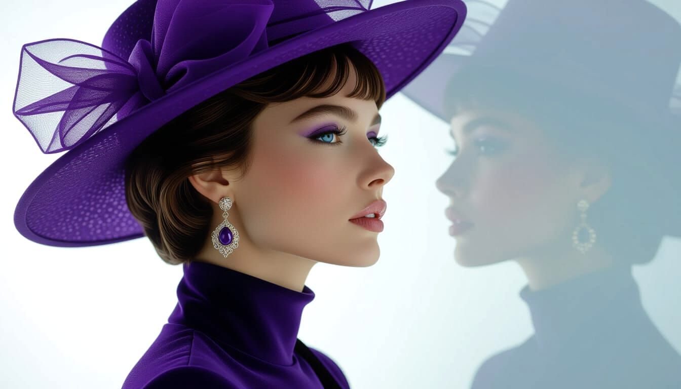 Abstract Sculpture of Woman in Purple Headwear