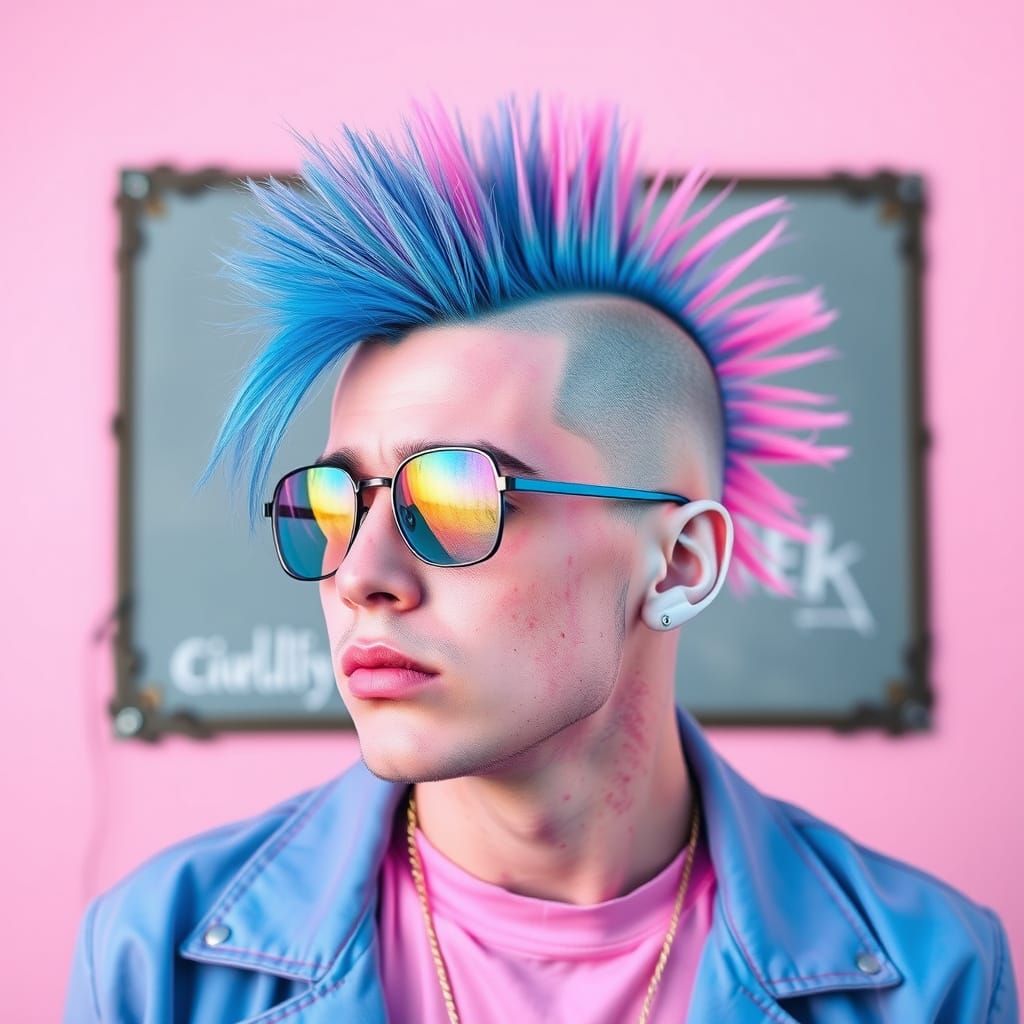 Pastel Punk Icon with Vibrant Mohawk