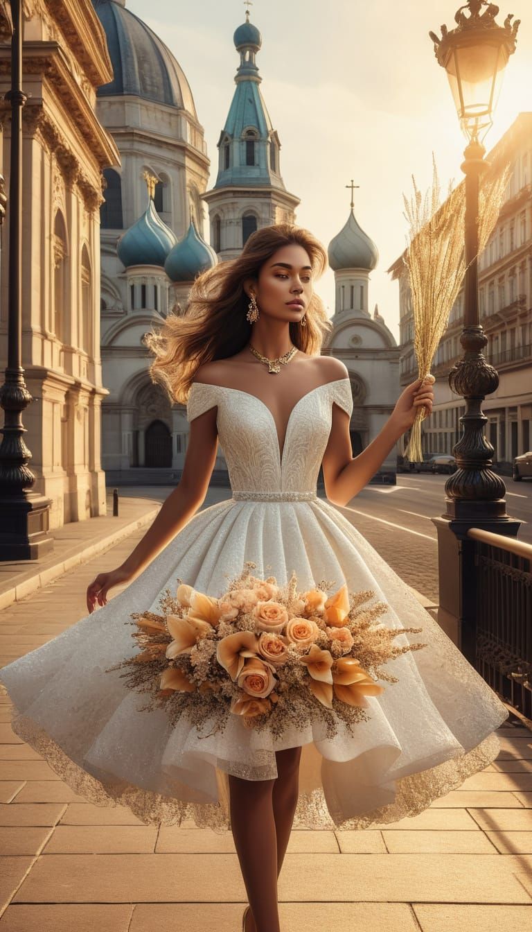 Fitness Model in Elegant Parish Attire