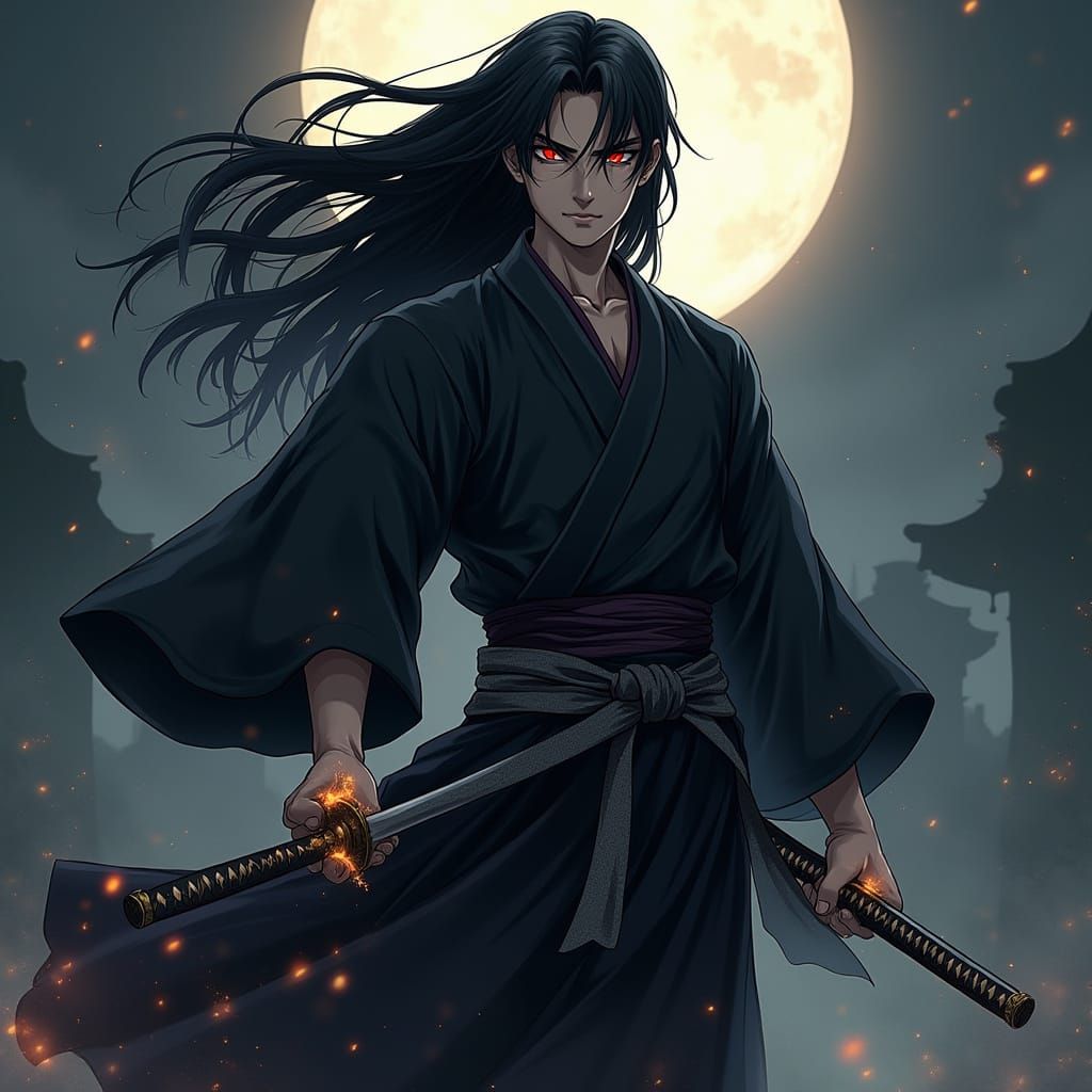 Ash Hashira Anime Illustration in Demon Slayer Style