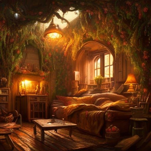 Cozy Cottage Kitchen with Fireplace and Sunshine