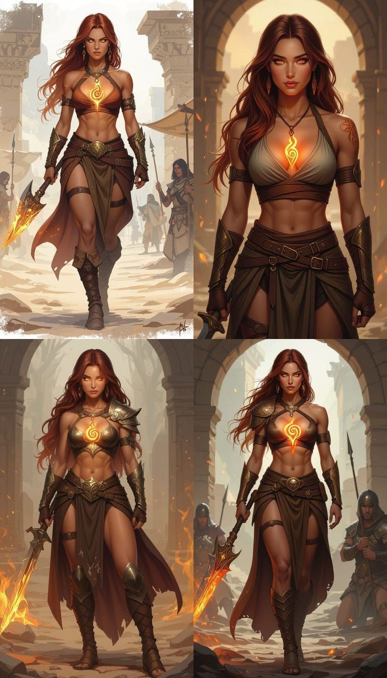Athletic Warrior Woman with Ember Glow