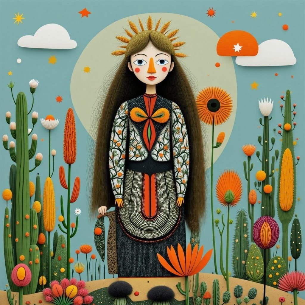 Cactus Doll People: A Whimsical Surreal Image