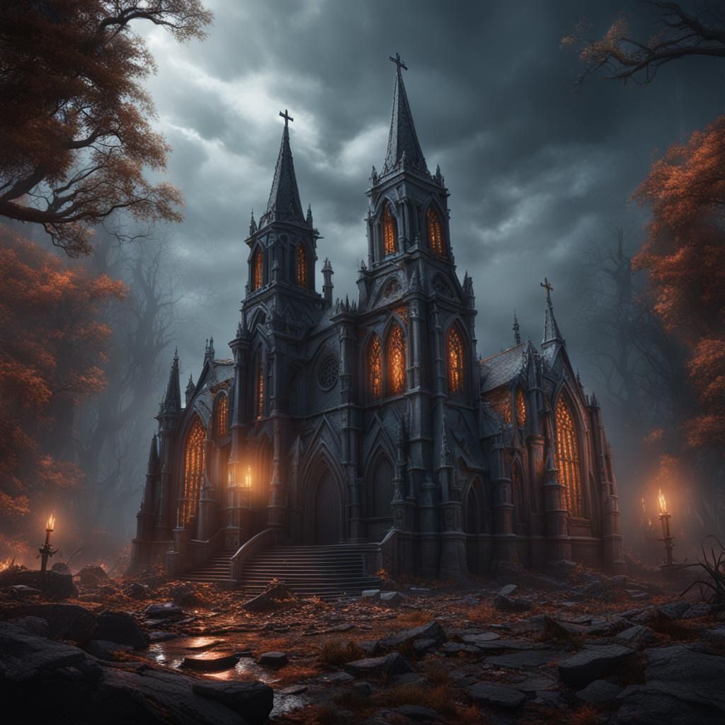 Detailed Matte Painting of a Scary Church