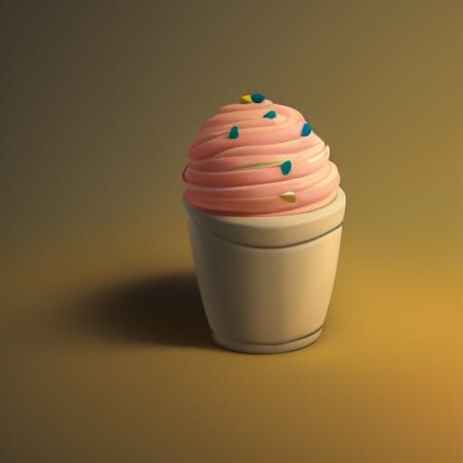 Majestic Vanilla Ice Cream Cone in Cel-Shaded 3D