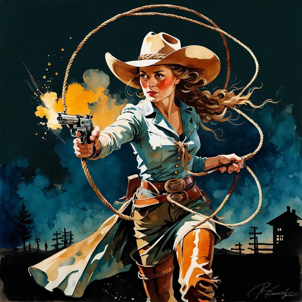 Annie Oakley: Trick Shot Artist in Watercolor