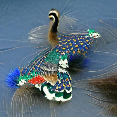 Regal Peacock Displaying Colorful Tail Feathers: Chinese Sty...
