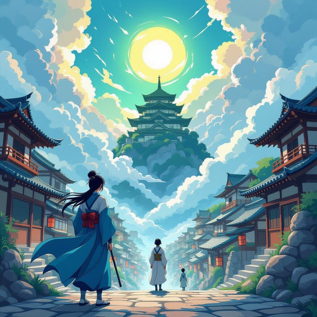 Anime Gods of the Green West Wind in Ghibli Style