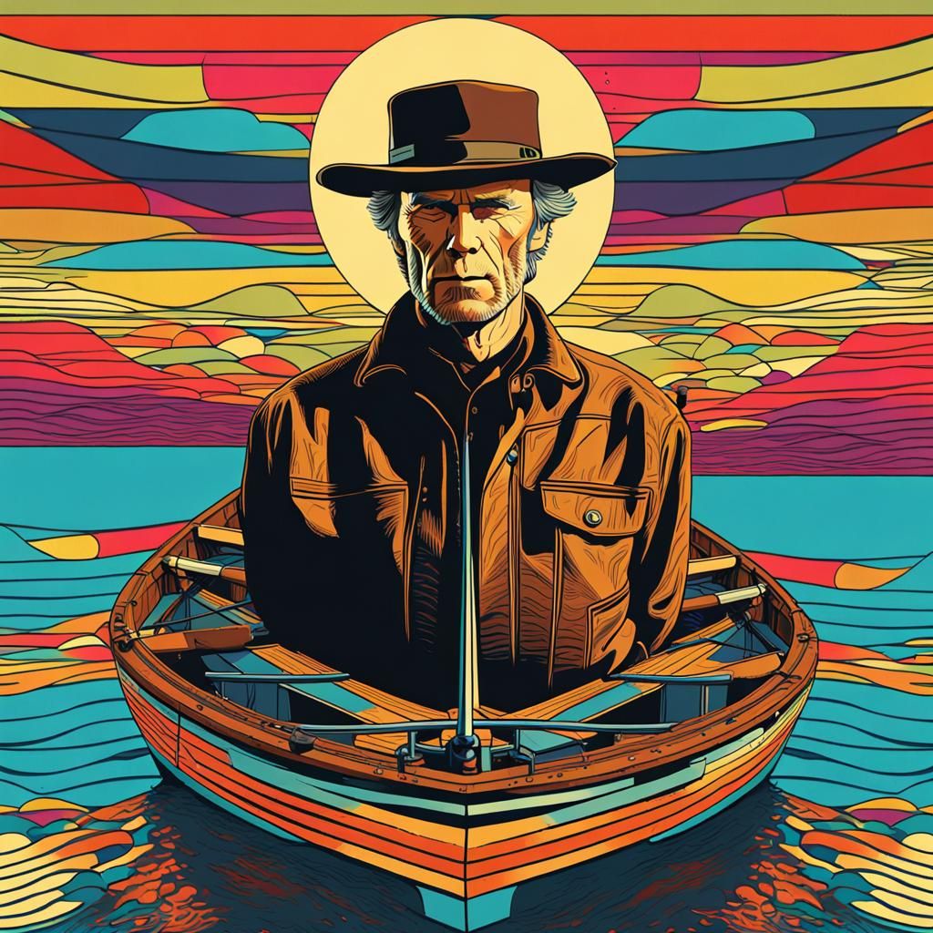 Clint Eastwood Sails: Pop Art Screen Print