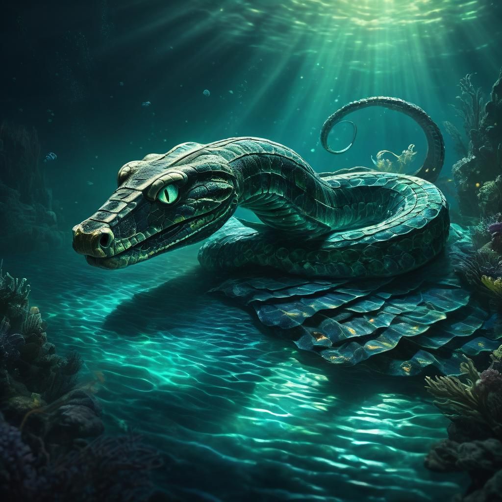 Serpent of the Deep: A Fantasy Illustration