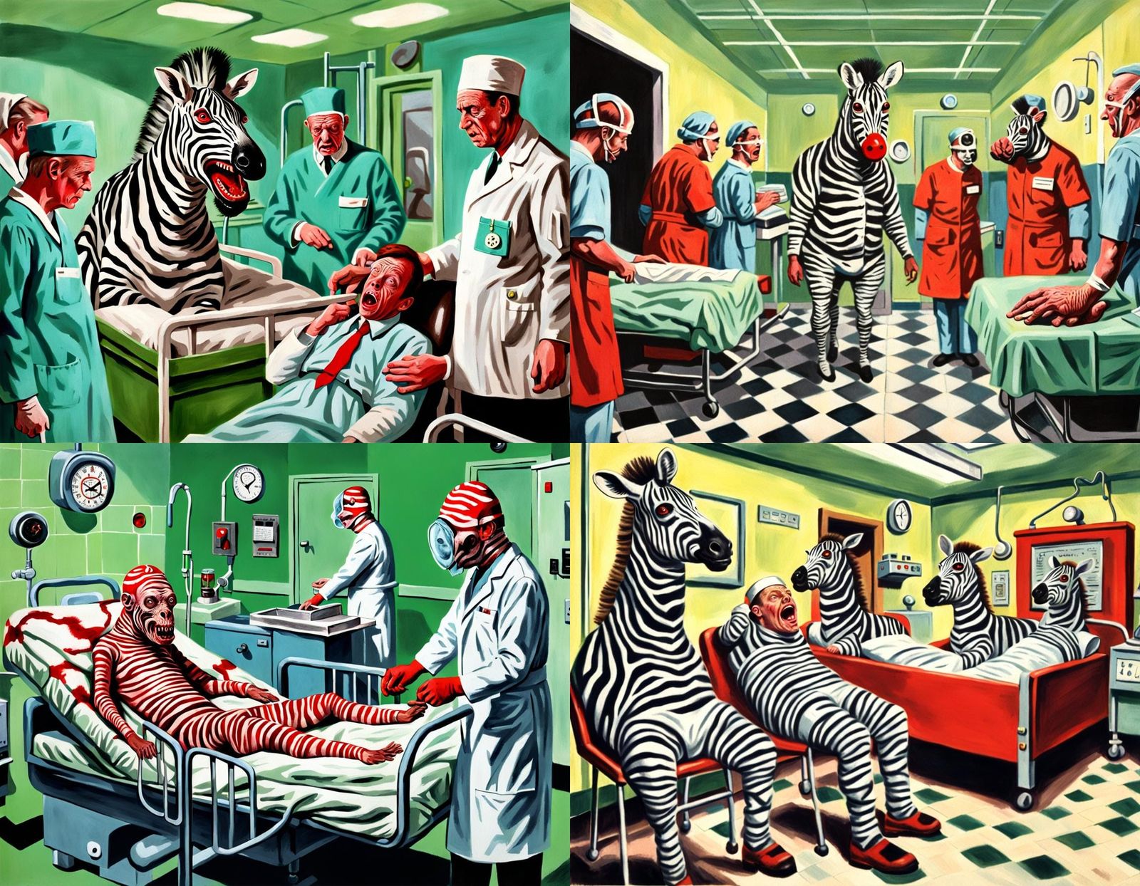 Terrifying Mutant Zebra Homunculus in Ladybird Style