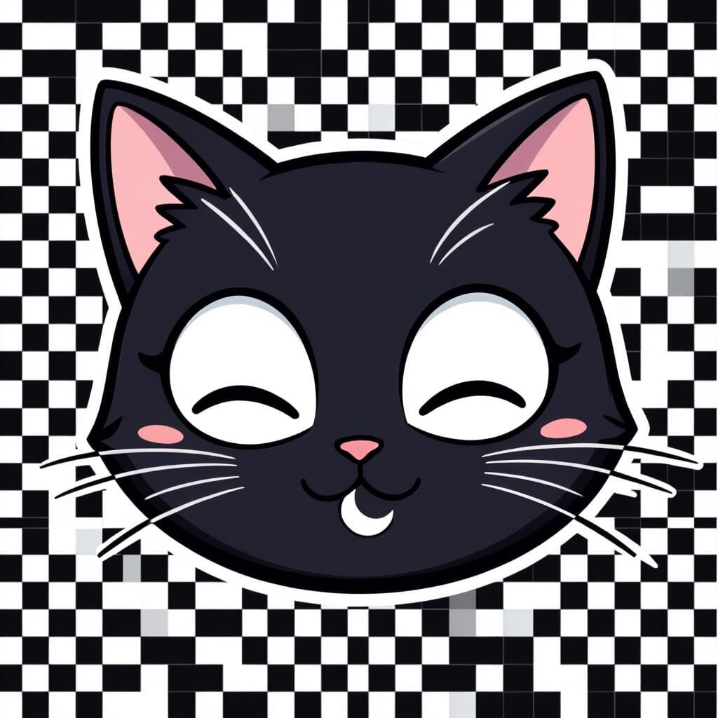 JJK Black Cat Twitch Badge with Sleepy Eyes